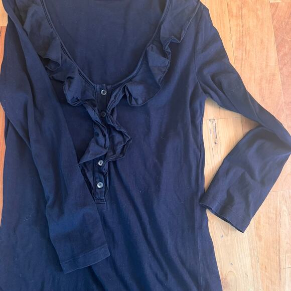 Velvet by Graham & Spencer Dress Black Long sleeve button 100% cotton sz Small S - Picture 2 of 9